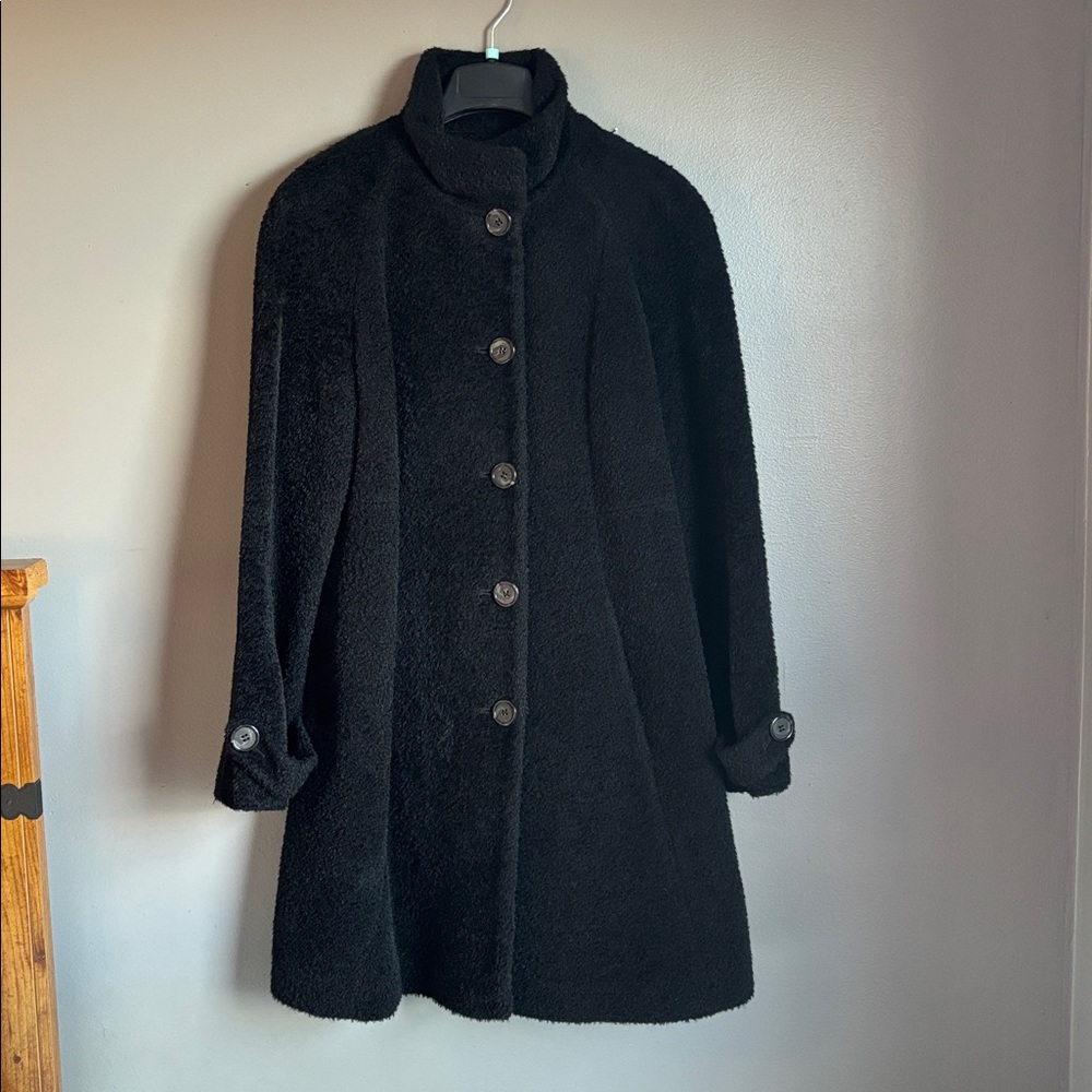 Searle black coat sz 8 P * alpaca wool blend *